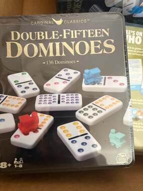 Spin Master Cardinal Classics Double-Fifteen Dominoes Set in Tin - 136 Color Dot